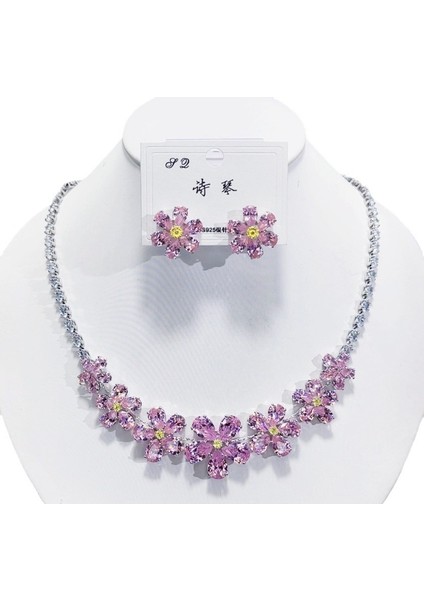 Zirkon Lüks Kolye Küpe Seti, Minik Erik Çiçeği Tasarımı, Üst Düzey, Çok Amaçlı, Bağlantısız Kolye Bileşeni (Yurt Dışından) fırsatları