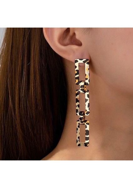 Kişisel Moda Tasarım Leopar Desenli Zincir Küpe Kolye Seti Kadın (Yurt Dışından) fırsatları