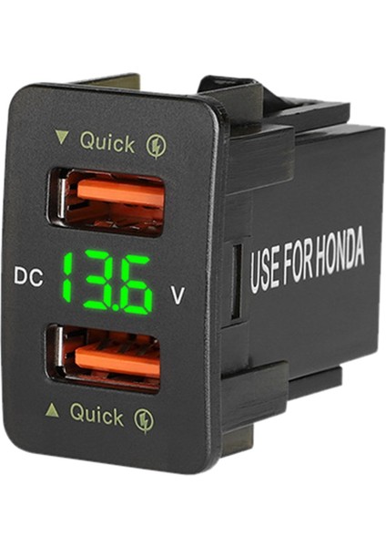 36W Hızlı Araba Şarj Cihazı Qc3.0 Yeşil Voltajlı Çift USB Hızlı Şarj Cihazı Honda Için Su Geçirmez Cep Telefonu Şarj Cihazı (Yurt Dışından)