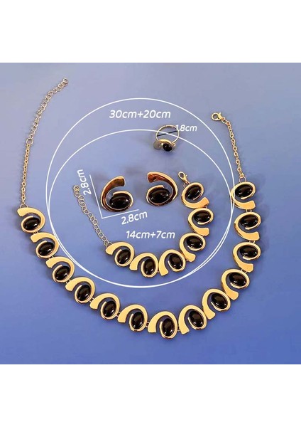 Retro Spiral Salyangoz Kolye Bileklik Yüzük Küpe 4 Parça Seti Zarif Lüks Çekici Avrupa-Amerikan Tarzı Takı (Yurt Dışından) fırsatları