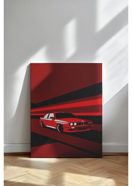 Kırmızı Retro Spor Araba - Kanvas Tablo - Pop Art Hız Temalı Modern Duvar Dekoru fiyatları