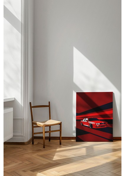 Kırmızı Retro Spor Araba - Kanvas Tablo - Pop Art Hız Temalı Modern Duvar Dekoru modelleri