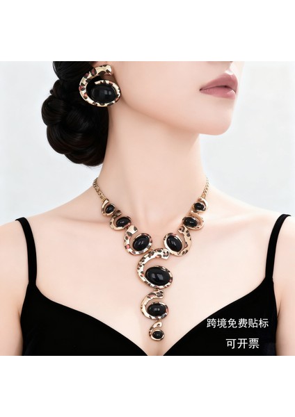 Oval Salyangoz Tasarım Bağlantılı Kolye ve Küpe Seti, Retro, Zarif ve A Tılı Tarz (Yurt Dışından)