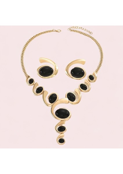 Oval Salyangoz Tasarım Bağlantılı Kolye ve Küpe Seti, Retro, Zarif ve A Tılı Tarz (Yurt Dışından) fırsatları