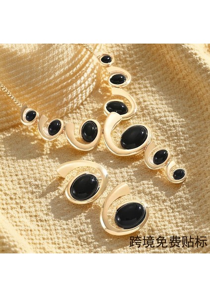 Oval Salyangoz Tasarım Bağlantılı Kolye ve Küpe Seti, Retro, Zarif ve A Tılı Tarz (Yurt Dışından) fiyatları