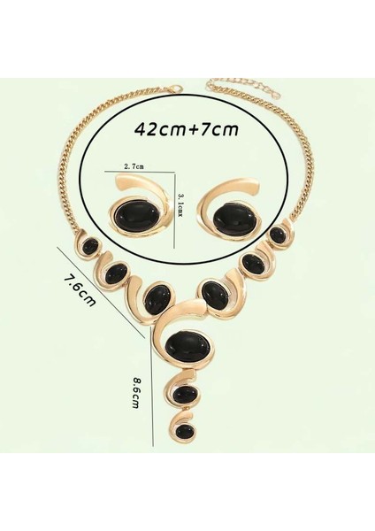 Oval Salyangoz Tasarım Bağlantılı Kolye ve Küpe Seti, Retro, Zarif ve A Tılı Tarz (Yurt Dışından) modelleri