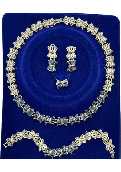 Çok Satan Lüks Gelin Düğün Kolyesi Küpe, Elbise Damlası Yapay Zirkonlu 4 Parça Takı Seti (Yurt Dışından) modelleri
