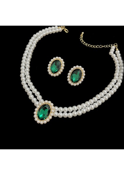 Inci Kolye Düğün Mücevher Kolye Küpe Seti (Yurt Dışından)