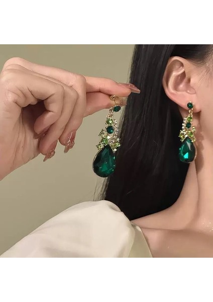 Yeşil Gece Yemeği Damla Kolye Küpe Seti, A Tılı Avrupa-Amerikan Tarzı Aksesuarlar, Klavikula Tasarımıyla Elbise Z珠宝ri, Son Moda (Yurt Dışından) fırsatları