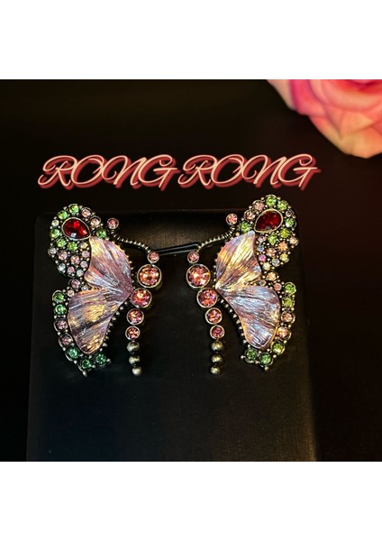 , Şirin ve Sevimli Antika Tarzı Renkli Kelebek Küpe Kolye (Yurt Dışından)