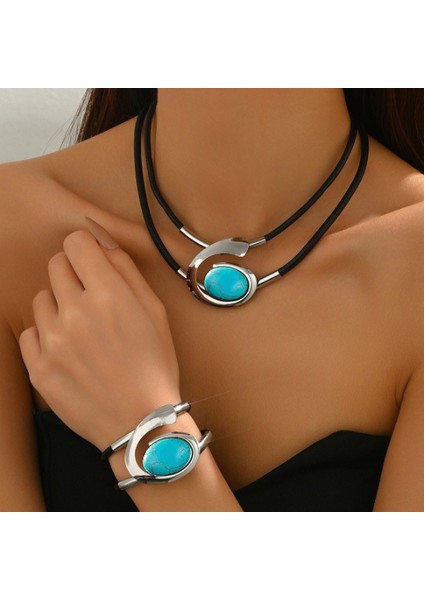 Bohem Tarzı Spiral Salyangoz Şeklinde Akrilik Mücevher Seti, Kadın Kolye ve Bileklik Takımı (Yurt Dışından)