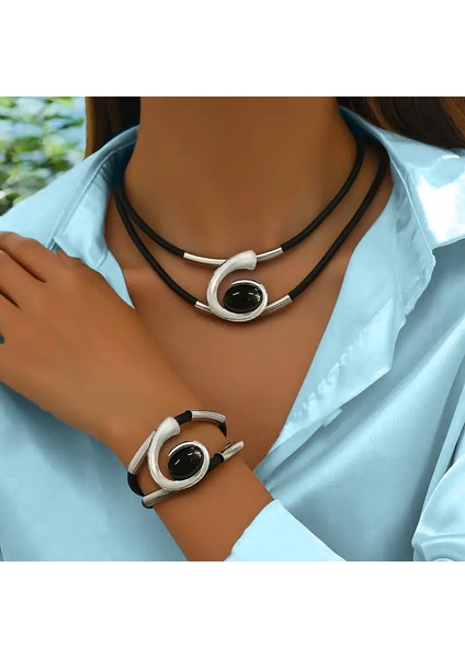 Bohem Tarzı Spiral Salyangoz Şeklinde Akrilik Mücevher Seti, Kadın Kolye ve Bileklik Takımı (Yurt Dışından) fiyatları