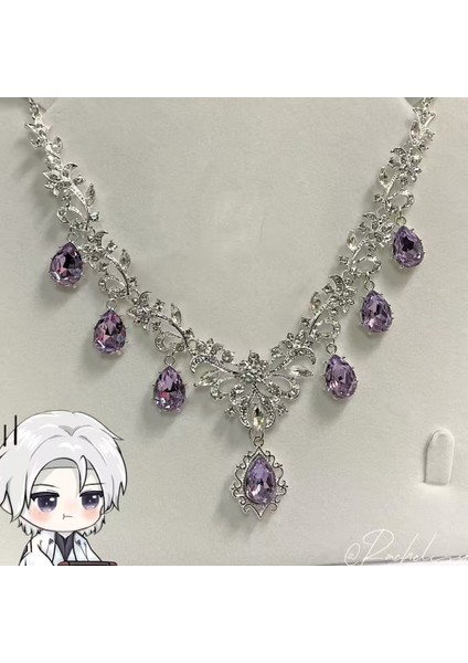 Retro Tarz Mor Zirkon Kolye, Yüksek Seviye A Tılı Tasarım, Zarif ve Lüks Gece Yemeği Kolye-Küpeler Takımı (Yurt Dışından)