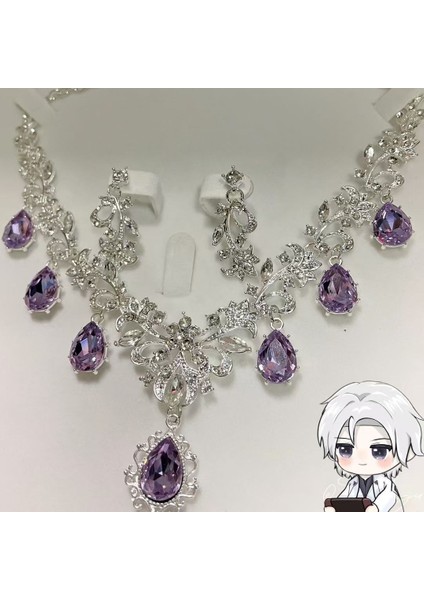 Retro Tarz Mor Zirkon Kolye, Yüksek Seviye A Tılı Tasarım, Zarif ve Lüks Gece Yemeği Kolye-Küpeler Takımı (Yurt Dışından) fiyatları