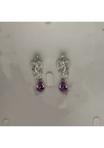 Retro Tarz Mor Zirkon Kolye, Yüksek Seviye A Tılı Tasarım, Zarif ve Lüks Gece Yemeği Kolye-Küpeler Takımı (Yurt Dışından) modelleri