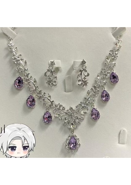 Retro Tarz Mor Zirkon Kolye, Yüksek Seviye A Tılı Tasarım, Zarif ve Lüks Gece Yemeği Kolye-Küpeler Takımı (Yurt Dışından) fırsatları