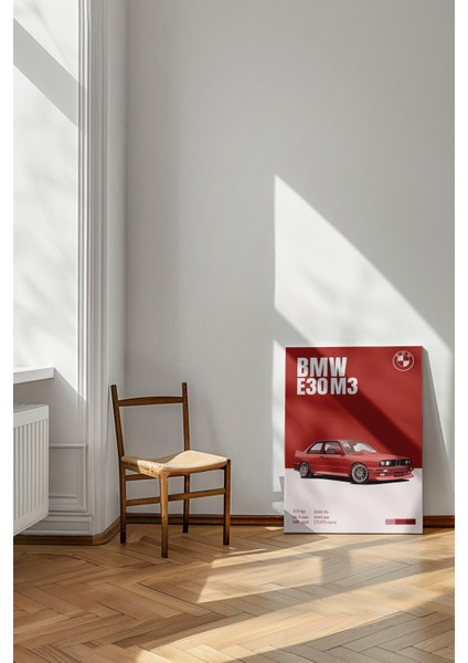 Bmw E30 M3 Poster - Kanvas Tablo - Kırmızı Retro Otomobil Sanatı Duvar Dekoru modelleri