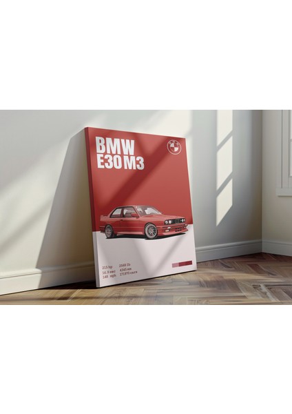 Bmw E30 M3 Poster - Kanvas Tablo - Kırmızı Retro Otomobil Sanatı Duvar Dekoru fırsatları