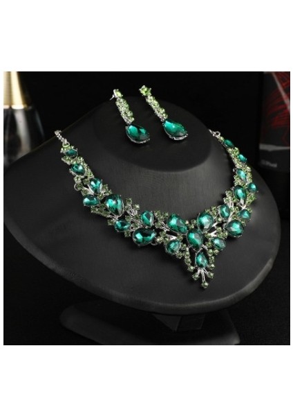 Kolye Swarovski Gelin Kristal Aksesuarları, Giysi ve Elbise Kolyesi ile Küpe 2 Parçalı Set (Yurt Dışından)