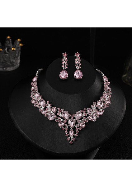 Kolye Swarovski Gelin Kristal Aksesuarları, Giysi ve Elbise Kolyesi ile Küpe 2 Parçalı Set (Yurt Dışından)