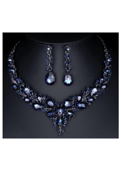 Kolye Swarovski Gelin Kristal Aksesuarları, Giysi ve Elbise Kolyesi ile Küpe 2 Parçalı Set (Yurt Dışından) fırsatları