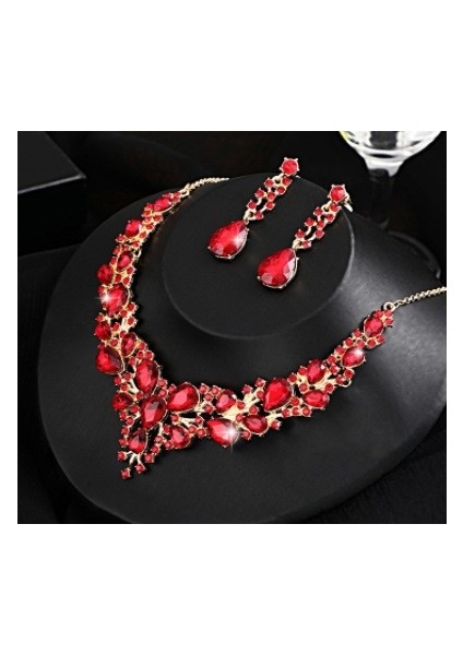 Kolye Swarovski Gelin Kristal Aksesuarları, Giysi ve Elbise Kolyesi ile Küpe 2 Parçalı Set (Yurt Dışından)