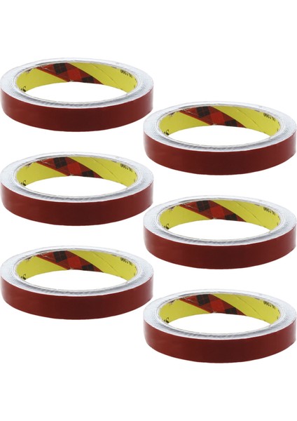 6x Güçlü Kalıcı Çift Taraflı Süper Yapışkan Köpük Bant Rulosu Araç Araba, Kırmızı 15MM x 3m (Yurt Dışından)