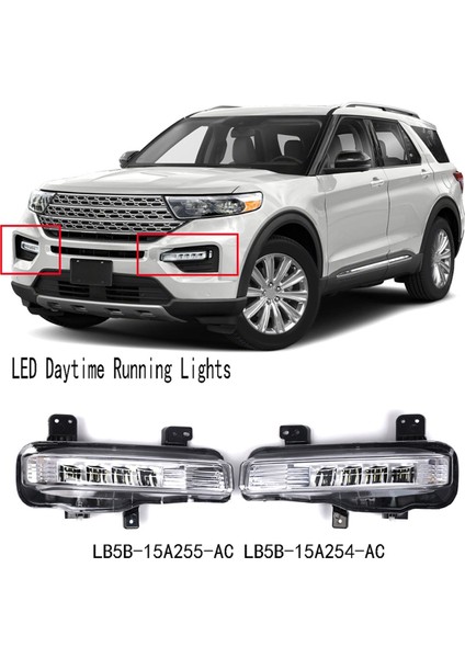 Ford Explorer Için 2020-2024 Sol LED Fog Folları Ön Tampon Lambaları LED Gündüz Koşu Işıkları LB5B-15A255-AC (Yurt Dışından) fırsatları