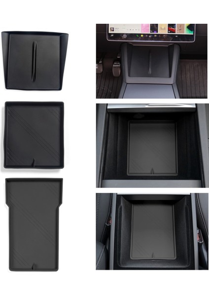 Tesla Model 3 Için Highland 2024 Merkez Konsolu Organizatör+Koltuk Depolama Depolama Alt+Kablosuz Şarj Mat, Silikon Siyah (Yurt Dışından) modelleri