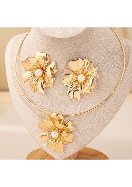 3D Kıvrımlı Metal Çiçek Kolye Küpe Çoklu Set (Yurt Dışından) modelleri