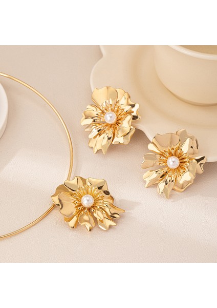 3D Kıvrımlı Metal Çiçek Kolye Küpe Çoklu Set (Yurt Dışından) fırsatları