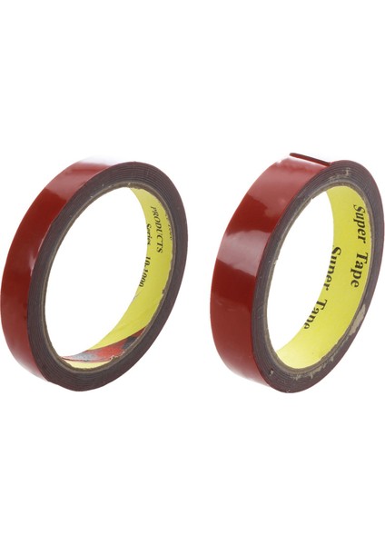 2 Adet Kırmızı Güçlü Kalıcı Çift Taraflı Süper Yapışkan Köpük Bant Rulosu Araç Araba - 15MMX3M ve 20MMX3M (Yurt Dışından)