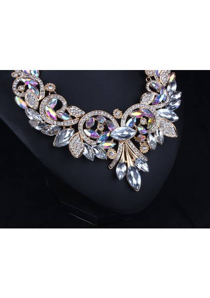 Takıları Avrupa-Amerika Tarzı A Tılı Retro Renkli Taş Kolye Küpe Seti (Yurt Dışından) modelleri