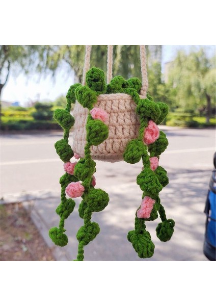 Dikiz Ayna Kolye Sevimli Saksı Bitkileri Tığ Işi Araba Ayna El Örme Bitki Asılı Süslemeler Araba Aksesuarları A (Yurt Dışından) modelleri