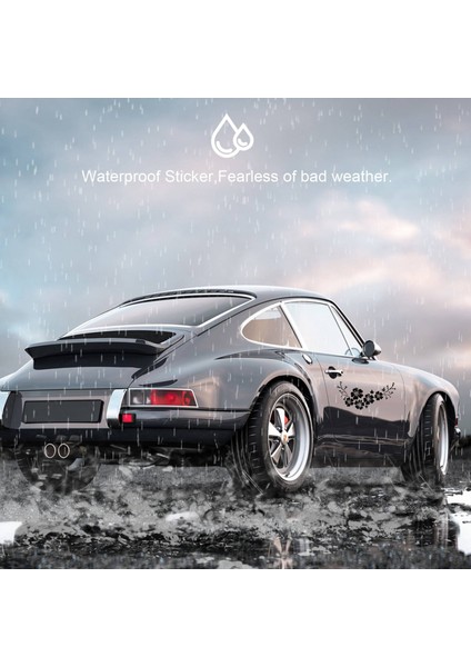 Siyah Çıkartma Araç Çiçek Sticker Su Geçirmez Çıkarılabilir Dekor Araç Çizgileri Kapak (Yurt Dışından) fırsatları