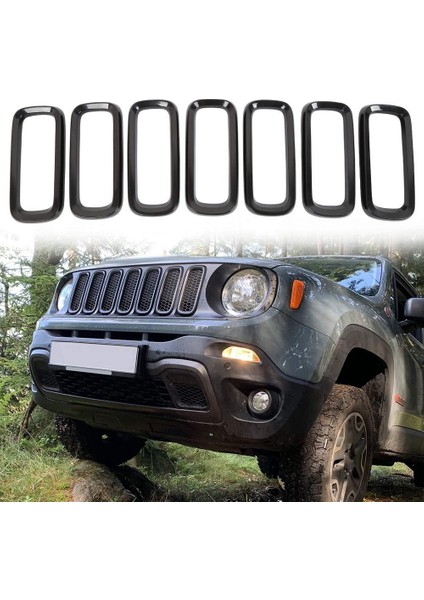 7 Adet Örgü Ön Izgarasız Parlak Siyah, Jeep Renegade 2015-2018 Için Yapışkan Izgara Kapak Çerçeve Katları Seti (Yurt Dışından) fiyatları