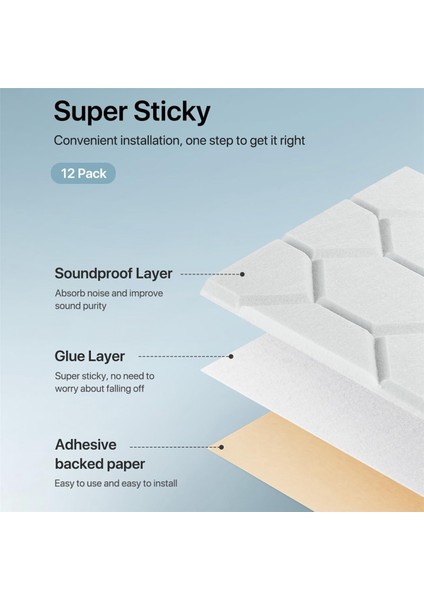 12 Paket Ses Geçirmez Duvar Panelleri Duvar, Stüdyo, Ev ve Ofis Beyaz Için Kendi Kendine Yapışkan Akustik Duvar Panelleri (Yurt Dışından) modelleri