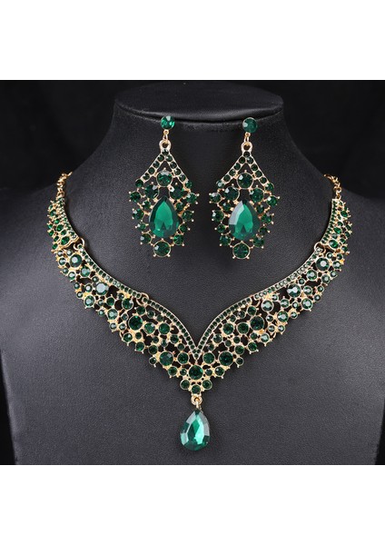 Retro Yapay Elmas Takı, A Tılı Kolye Seti, Lüks Mücevher, Davet Elbisesi Aksesuarları (Yurt Dışından)