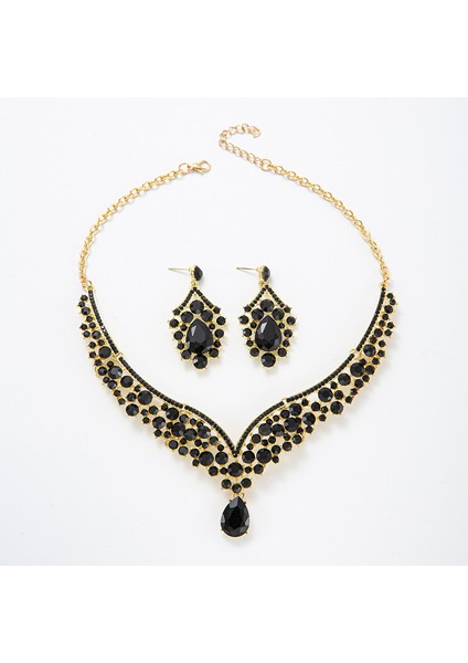 Retro Yapay Elmas Takı, A Tılı Kolye Seti, Lüks Mücevher, Davet Elbisesi Aksesuarları (Yurt Dışından)