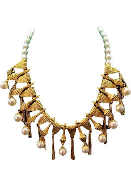 Ağır Işlemeli A Tılı Retro Saray Stili Inci Şık ve Zarif Kolye Küpe Seti (Yurt Dışından) fiyatları