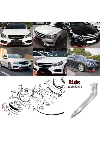 5x Ön Düşük Tampon Kapak Döşeme, Mercedes-Benz E-Serisi W212 E350 2014-2016 Tampon Dudak Splitter 2128852874 Sağ Taraf (Yurt Dışından) modelleri