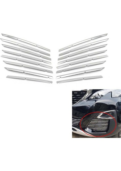26PCS Ön Alt Izgara Izgara Kapağı + Sis Lambası Pervazlar Peugeot Için Izgara Trim 3008 Gt 2017-2020 5008 Gt 2017-2020 (Yurt Dışından) fırsatları