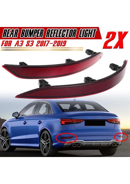 1 Çift Araç Arka Tampon Reflektör Fog Lambası Arka Tampon Sis For-Audi A3 S3 2017-2019 8V5945106D 8V5945105D (Yurt Dışından) modelleri