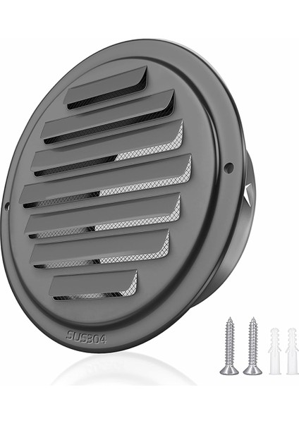 4inch 304 Paslanmaz Çelik Hava Delikleri, Panjurlu Izgara Kapağı Havalandırma Kaputu Düz Kanallı Havalandırma Hava Havalandırma Duvar Hava Çıkışı (Yurt Dışından)