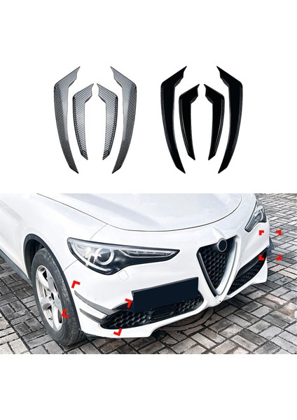 Araba Ön Tampon Spoiler Ayırıcı Kapak Yan Dudak Ayırıcı Trim Alfa Için Romeo Stelvio 2017+ Parlak Siyah (Yurt Dışından) modelleri