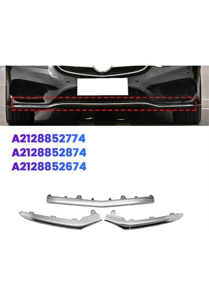 3pcs Ön Alt Tampon Krom Trim Kalıplama Benz E Sınıfı W212 14-16 A212852774 A212852874 A2128852674 (Yurt Dışından) indirimleri