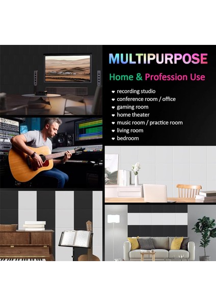 18 Paket Kendi Yapışkan Akustik Paneller, 12X12X0.4INCH Ses Geçirmez Köpük Duvar Panelleri, Ev Stüdyosu Ofisi Için, Siyah (Yurt Dışından) indirimleri