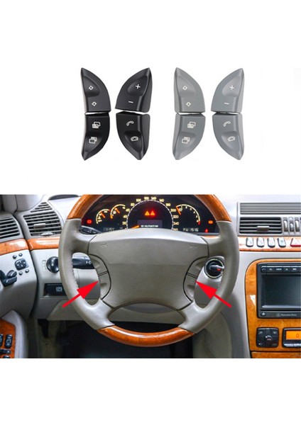 Araba Sol Sağ Direksiyon Simidi Düğmeleri Mercedes-Benz S-Serisi W220 1998-2005 cl W215 1999-2006 Gri (Yurt Dışından) fiyatları