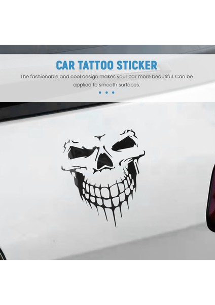 Araba Sticker Araba Dövme Kafatası Iskeleti Büyük Dekoratif Çıkartma (Siyah) (Yurt Dışından) fırsatları
