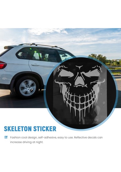Araba Sticker Araba Dövme Kafatası Iskeleti Büyük Dekoratif Çıkartma (Siyah) (Yurt Dışından) indirimleri